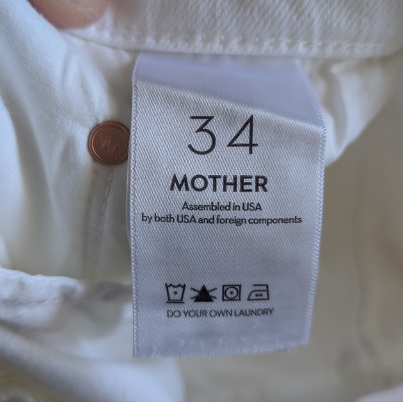 MOTHER The Weekender Fray White Stretch Flare Women Jeans Size 34 Made in USA - Picture 12 of 16